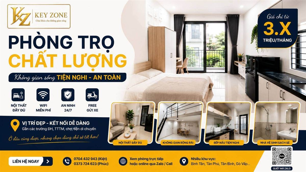 Liên hệ KeyZone Home để tìm phòng nhanh chóng dễ dàng nè!